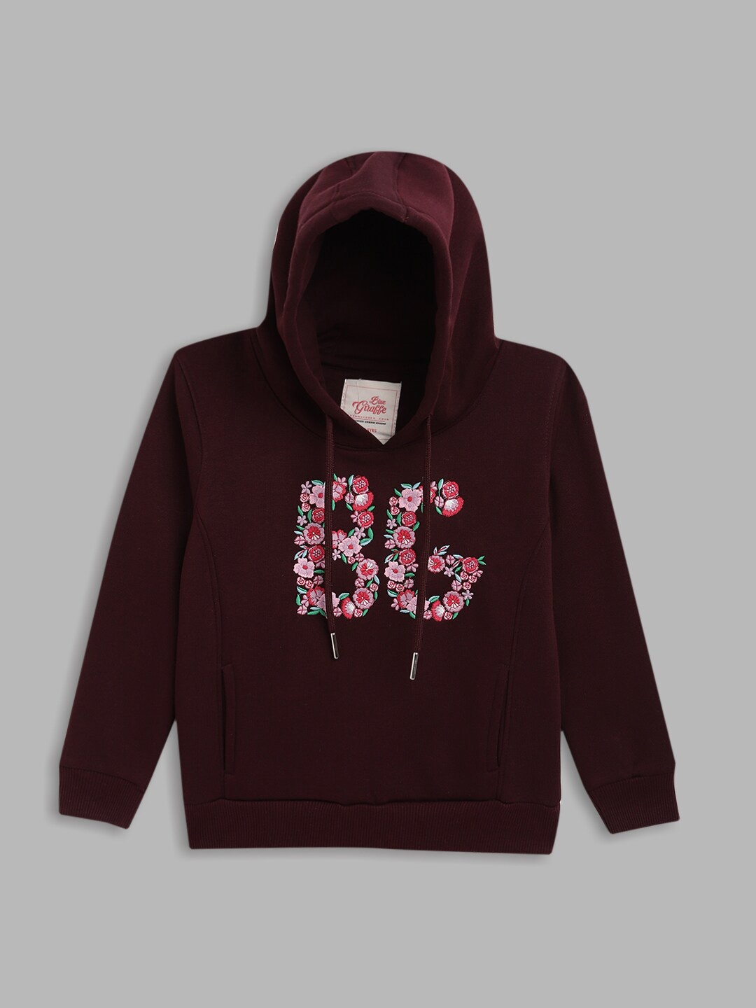 

Blue Giraffe Girls Burgundy Printed Hooded Sweatshirt