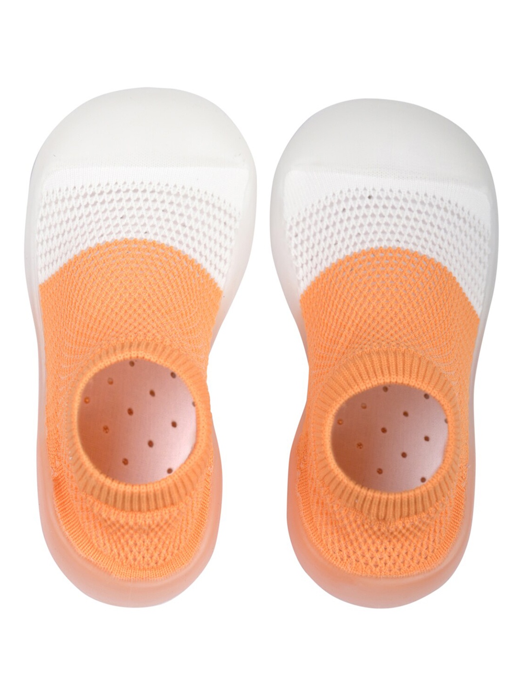 

Yellow Bee Kids Orange & White Colourblocked Anti Skid Rubber Sole Socks