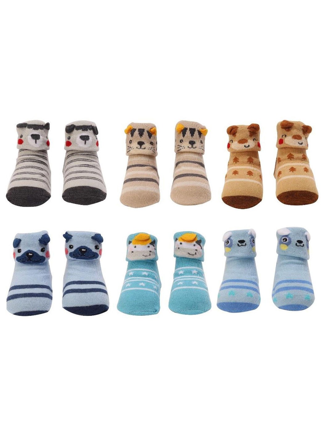 

Yellow Bee Boys Pack Of 6 Assorted Ankle-Length Cotton Socks