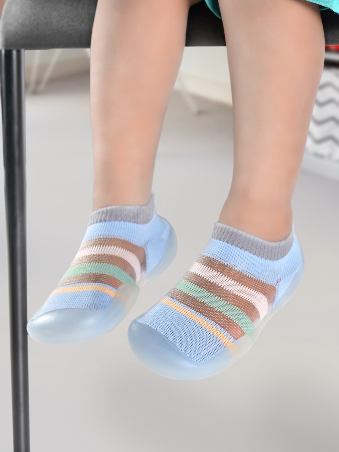 

Yellow Bee Blue Anti Skid Rubber Sole Socks