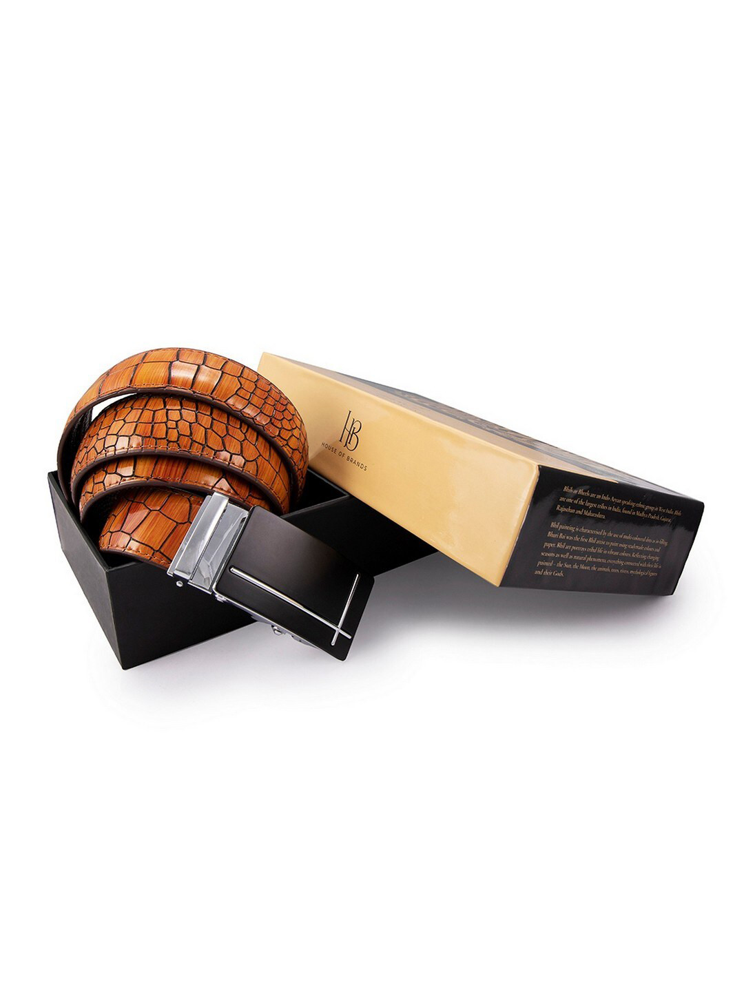 

BANGE Men Brown Animal Textured Genuine Leather Belt