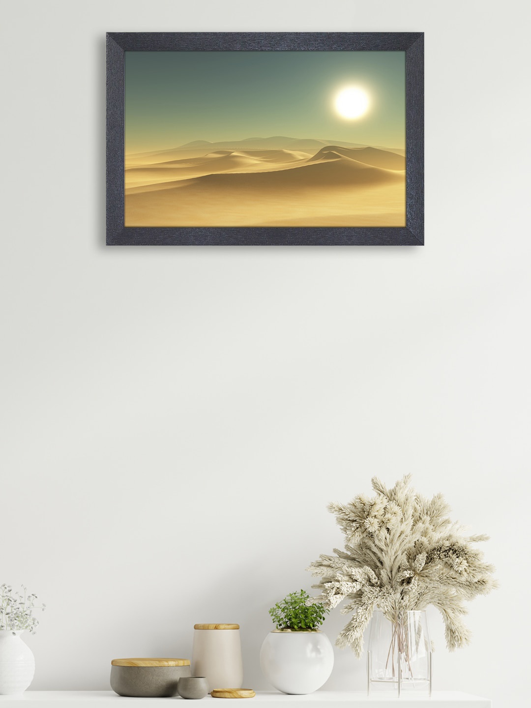 

RANDOM Camel Brown & Green Sunrise With Sand Painting Framed Wall Art