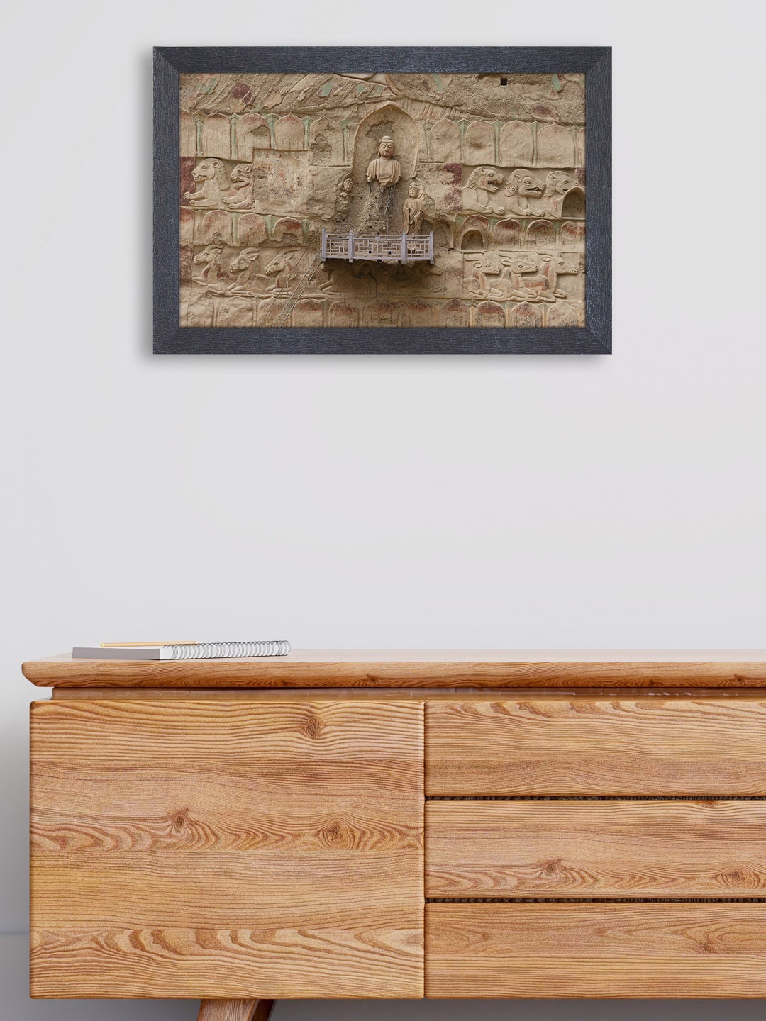 

RANDOM Camel Brown & Black Beautiful Gautam Buddha Painting Framed Wall Art