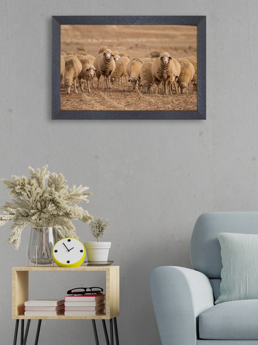 

RANDOM Camel Brown & Black Lots Of Sheep Painting Wall Art