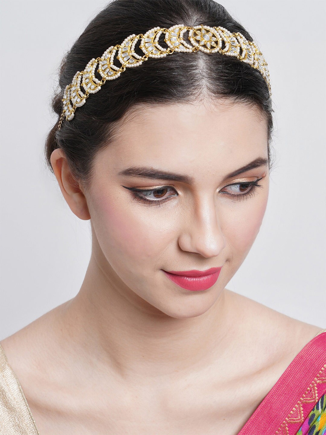 

KARATCART Women Gold-Toned & White Embellished Hairband