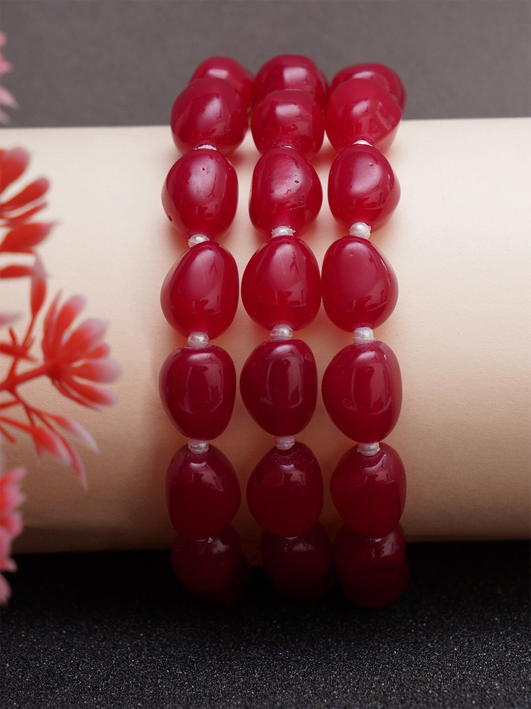 

KARATCART Women Red & Gold-Toned Wraparound Bracelet