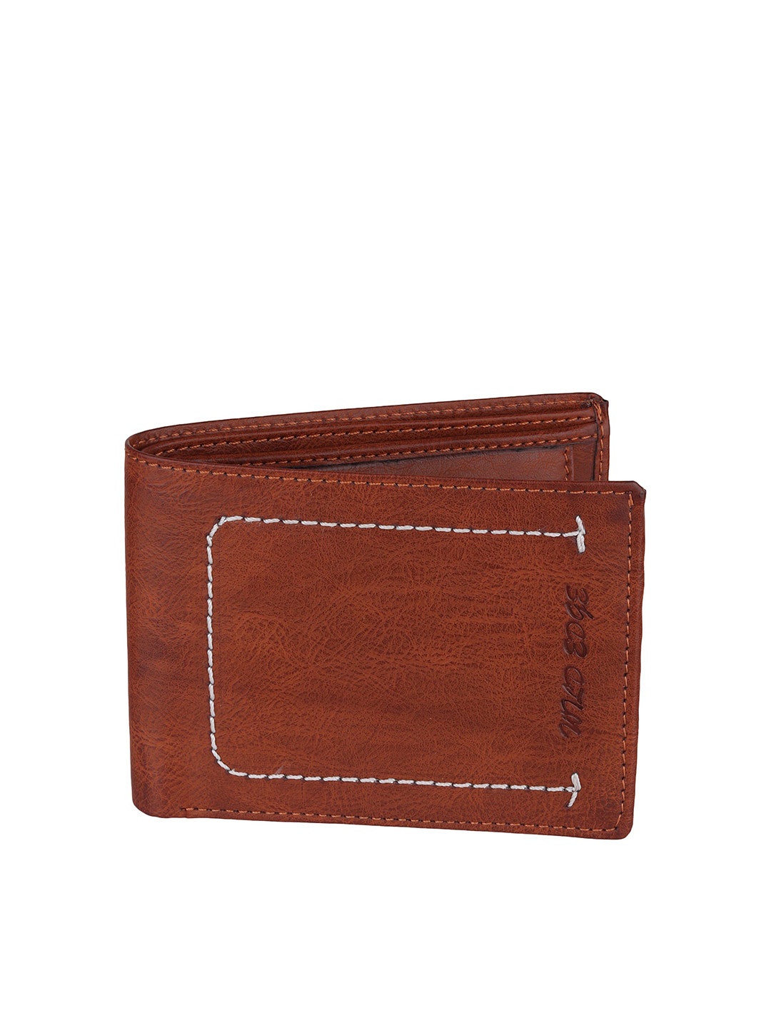 

WILD EDGE Men Tan Genuine Textured Leather Two Fold Wallet