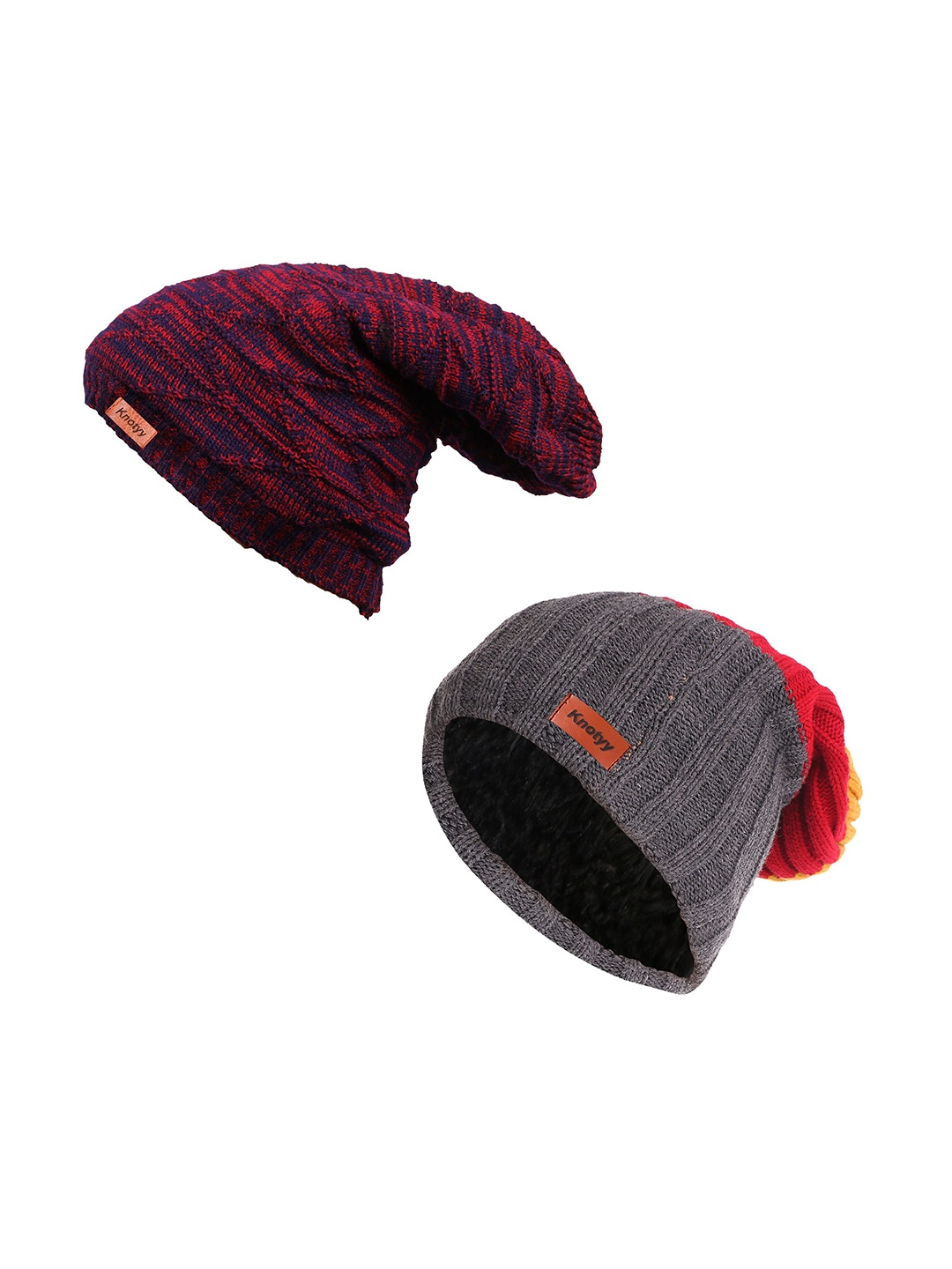 

Knotyy Unisex Pack of 2 Multicoloured Acrylic Beanie, Multi
