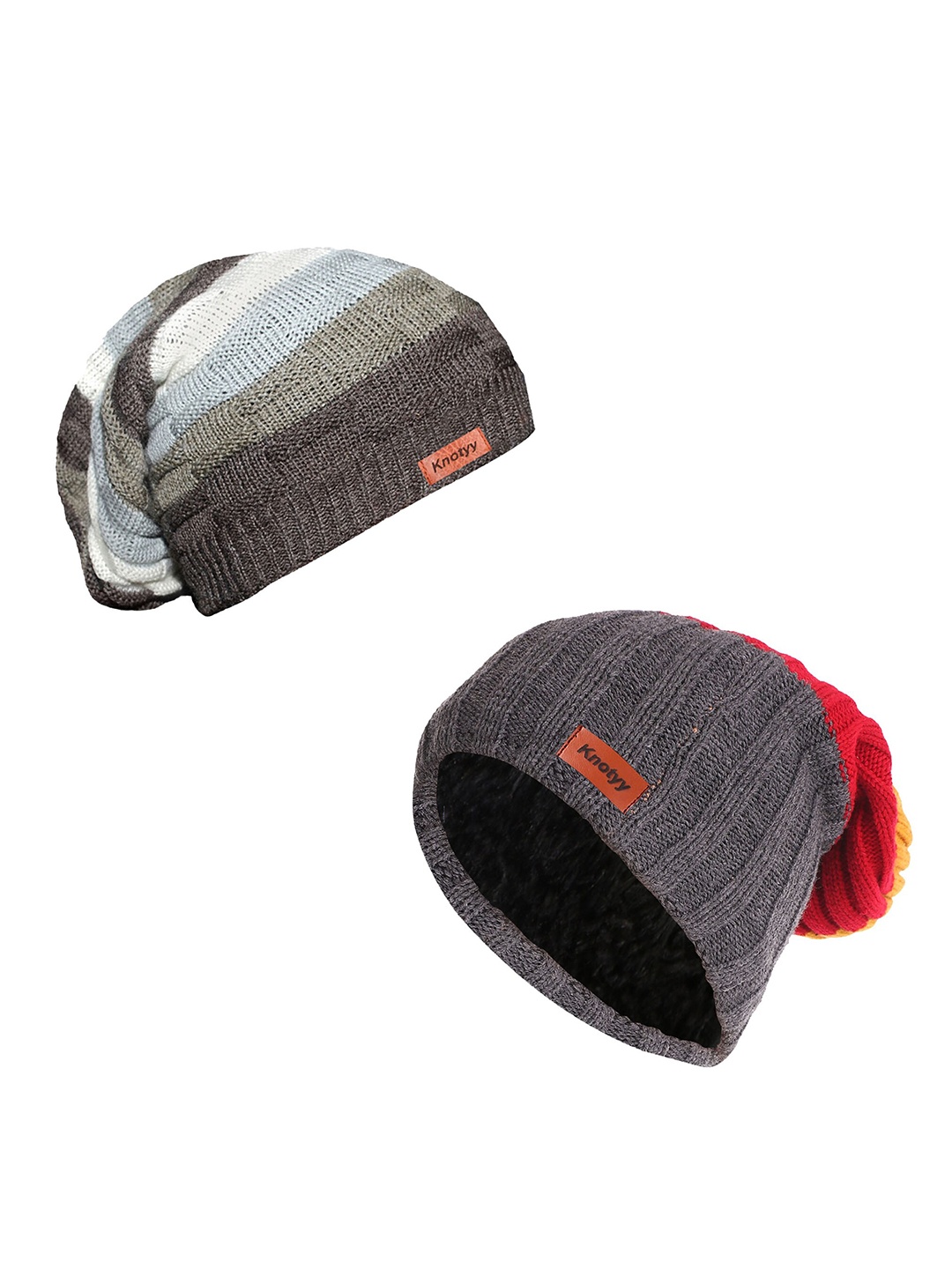 

Knotyy Unisex Pack Of 2 Multicoloured Acrylic Beanie, Multi