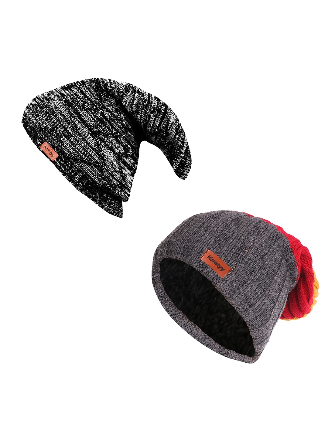 

Knotyy Unisex Pack of 2 Acrylic Beanie, Grey