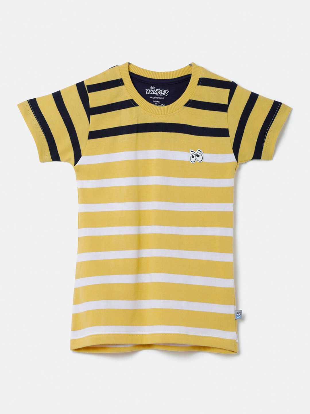 

Hopscotch Boys Yellow & Navy Blue Striped T-shirt