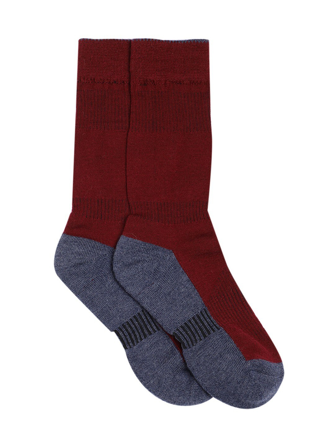 

Kosha Men Pack Of 2 Maroon & Grey Merino Technical Warm Woolen Socks