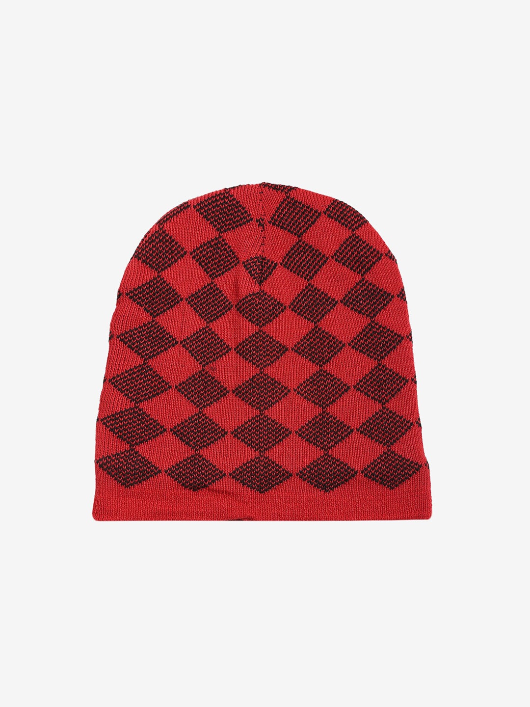 

LOOM LEGACY Men Red & Black Printed Acrylic Beanie