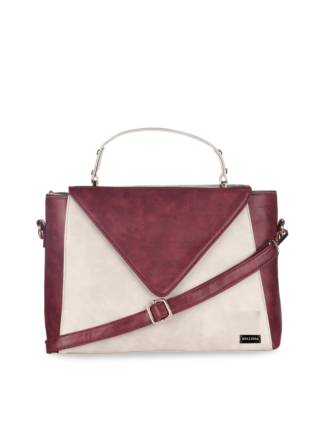 

Bellissa Maroon Colourblocked PU Structured Satchel