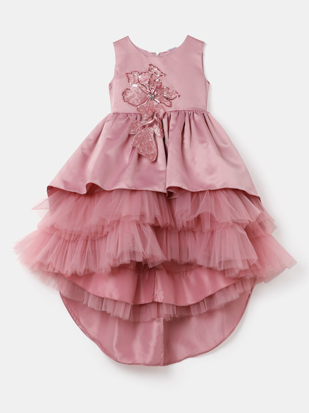 

Hopscotch Girls Pink Applique Floral Embellished Gown Dress