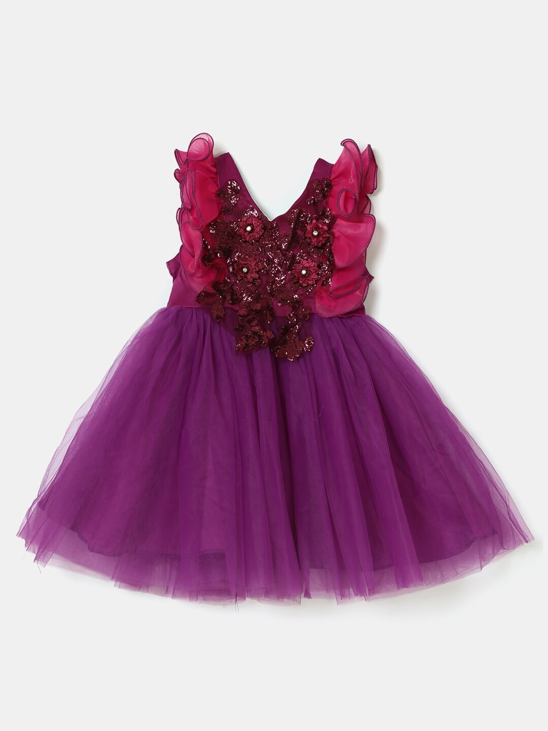 

Hopscotch Purple Embellished Dress