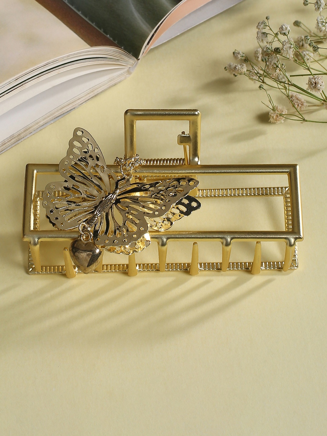 

justpeachy Women Gold-Toned Embellished Claw Clip