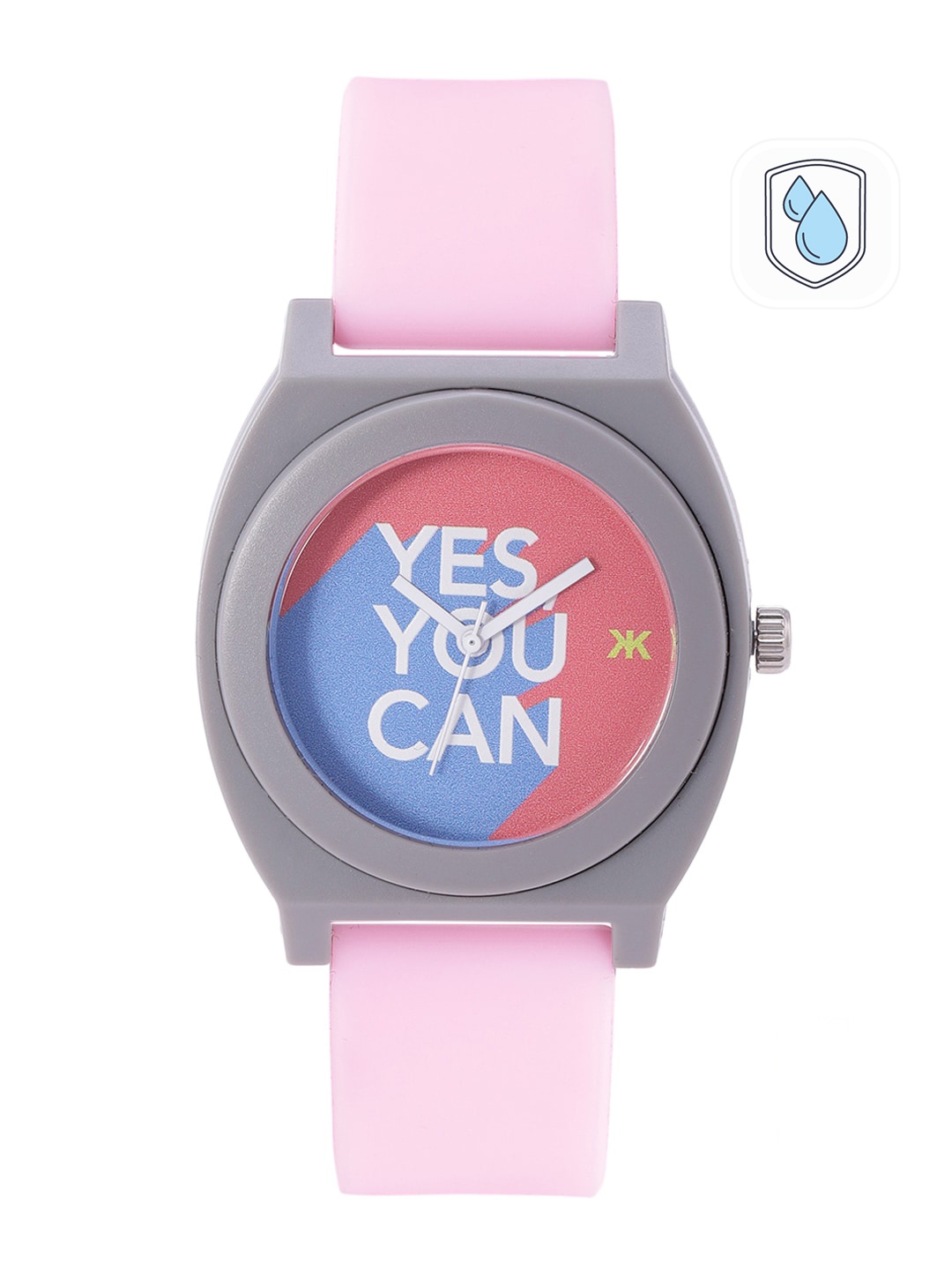 

Kook N Keech Men Blue & Peach-Coloured Typo Print Dial & Pink Strap Analogue Watch KNK6-A