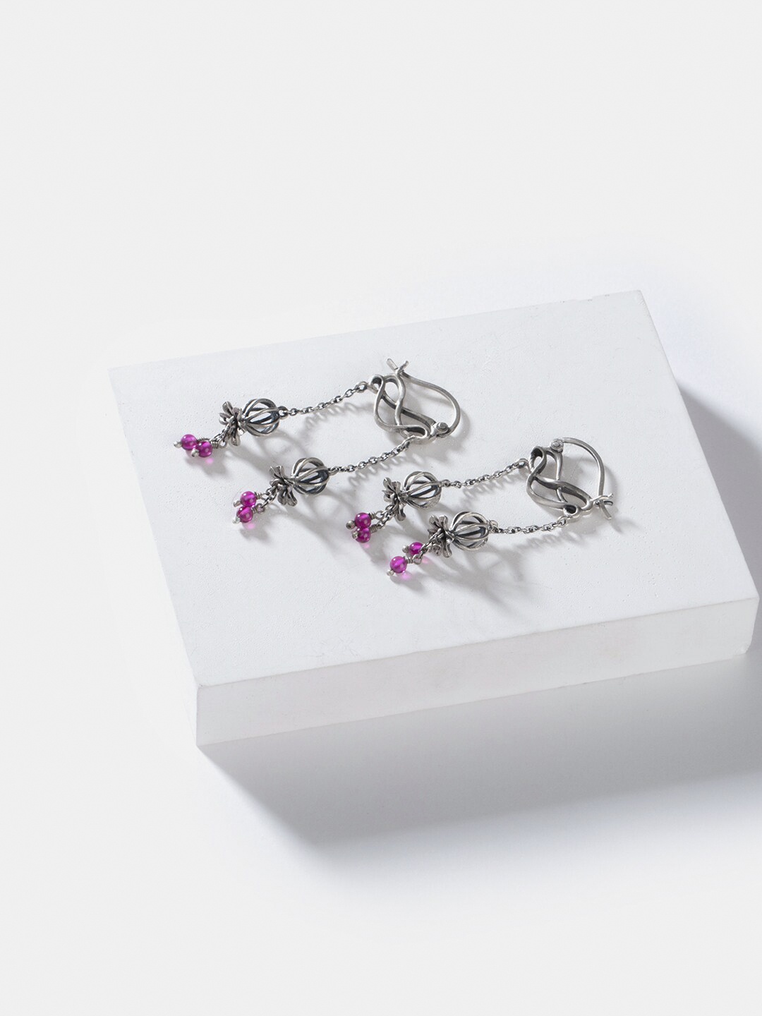 

SHAYA 925 Sterling Silver & Pink Contemporary Drop Earrings