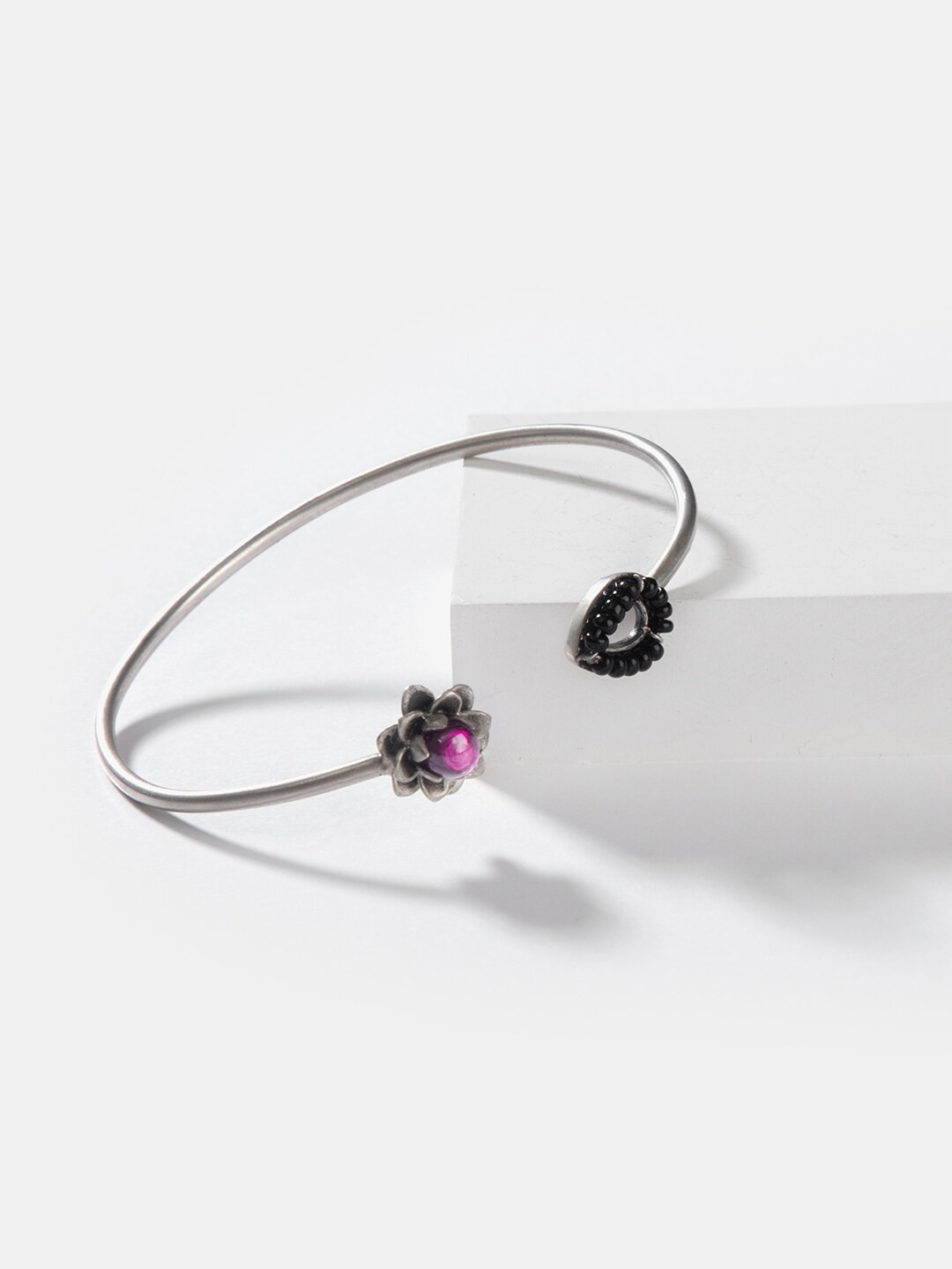 

SHAYA Women Silver-Toned & Purple 925 Silver Cuff Bracelet