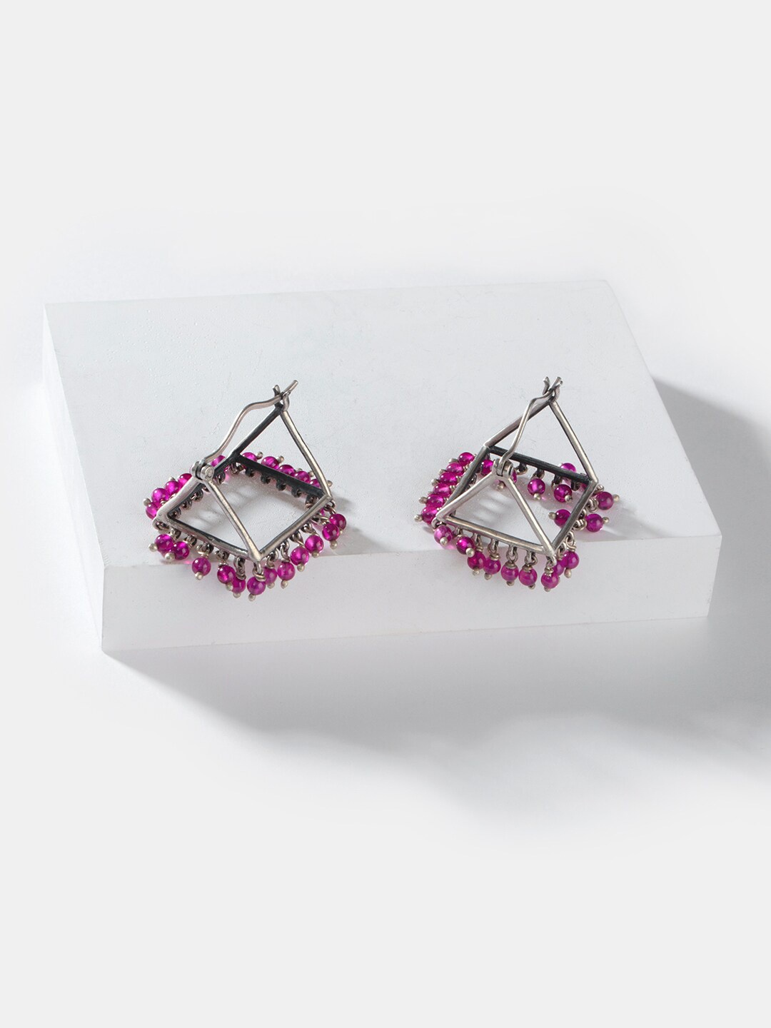 

SHAYA Silver-Toned Contemporary Hoop Earrings