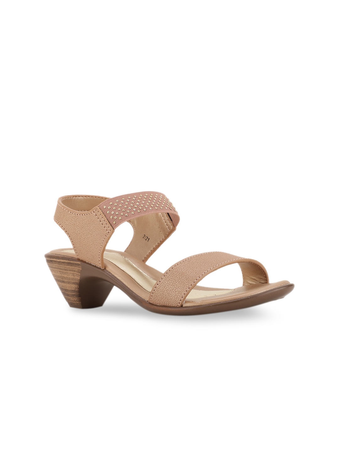 

Bata Women Rose-Gold Textured Block Sandals