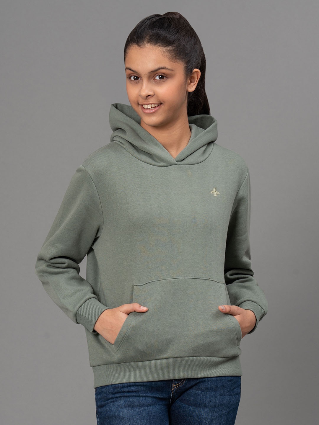 

Mode by Red Tape Girls Olive Green Hooded Sweatshirt