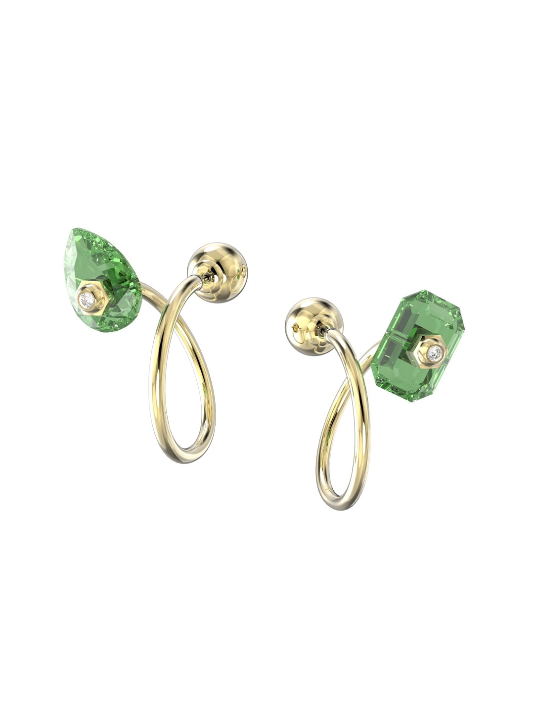 

SWAROVSKI Green & Gold-Plated Geometric Crystals Drop Earrings
