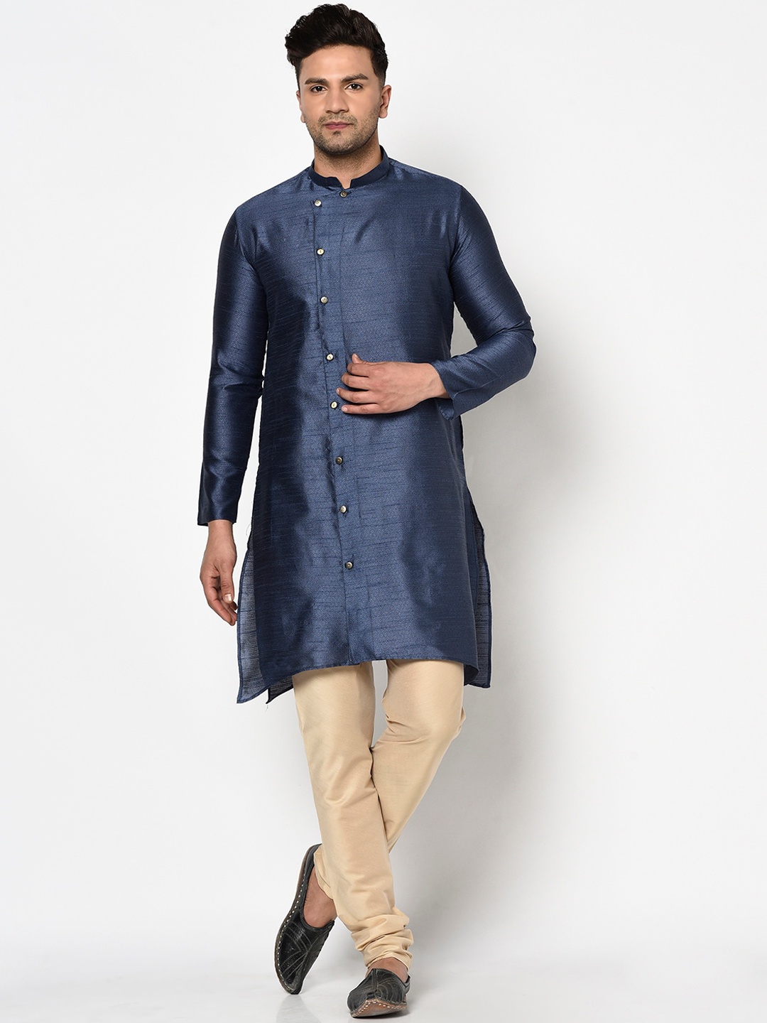 

TABARD Men Jacquard Printed Kurta, Navy blue
