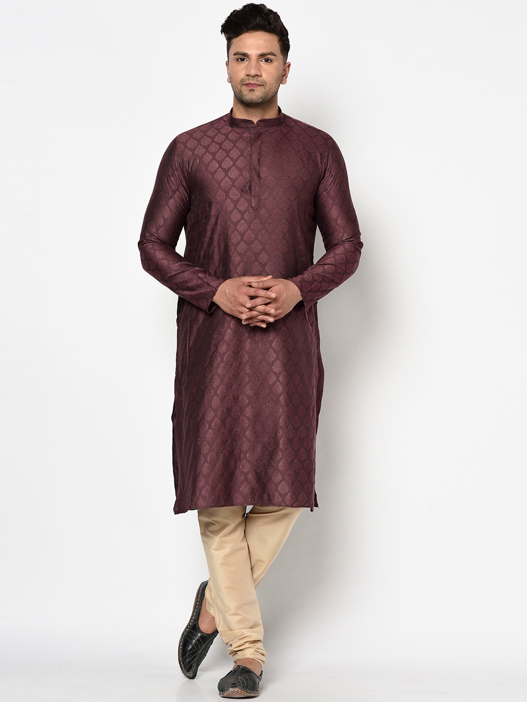 

TABARD Men Purple Jaqcuard Printed Kurta