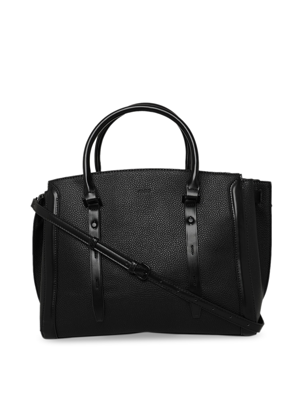ALDO Black PU Oversized Structured Handheld Bag