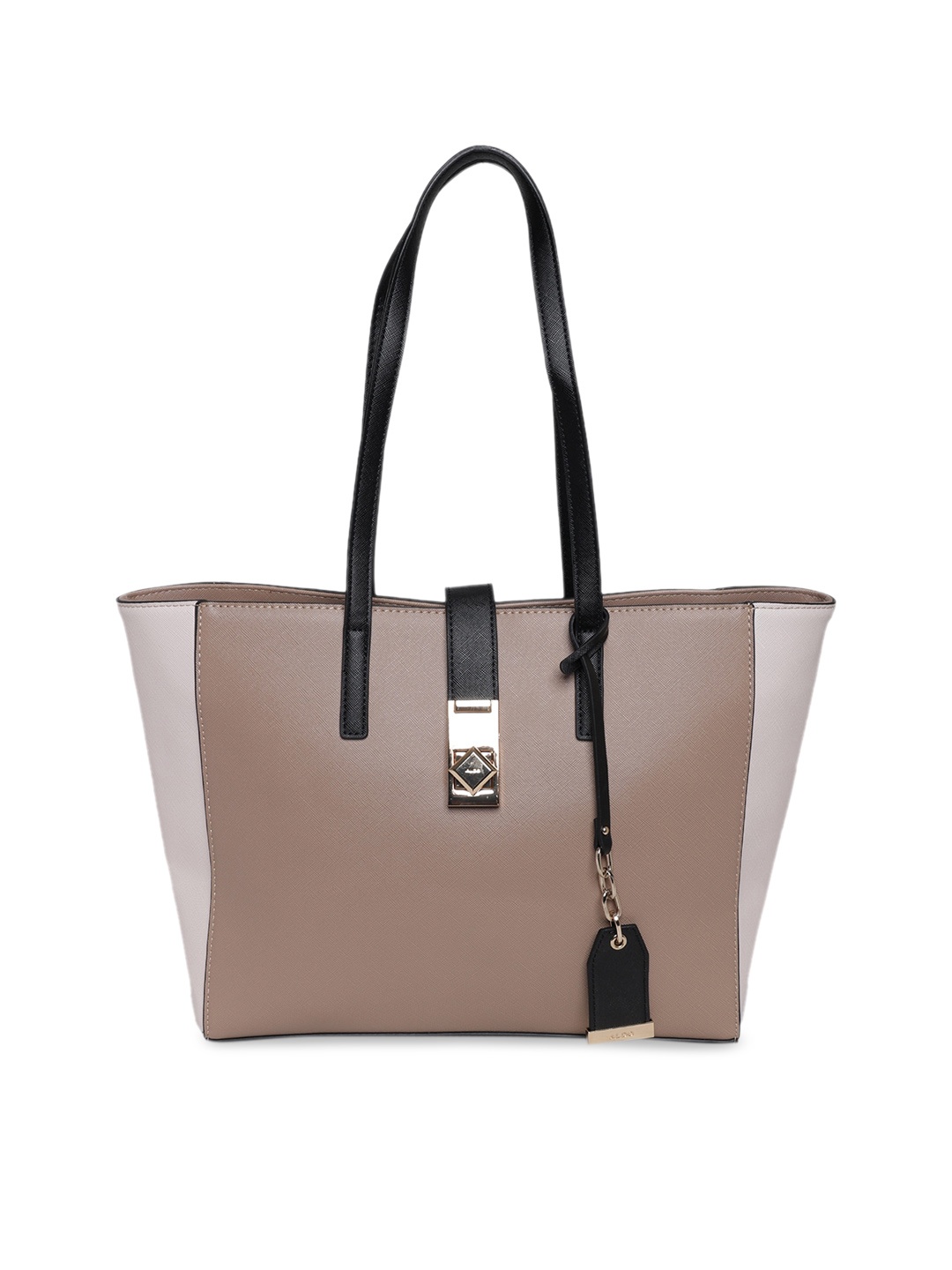 

ALDO Beige Colourblocked Oversized Structured Tote Bag