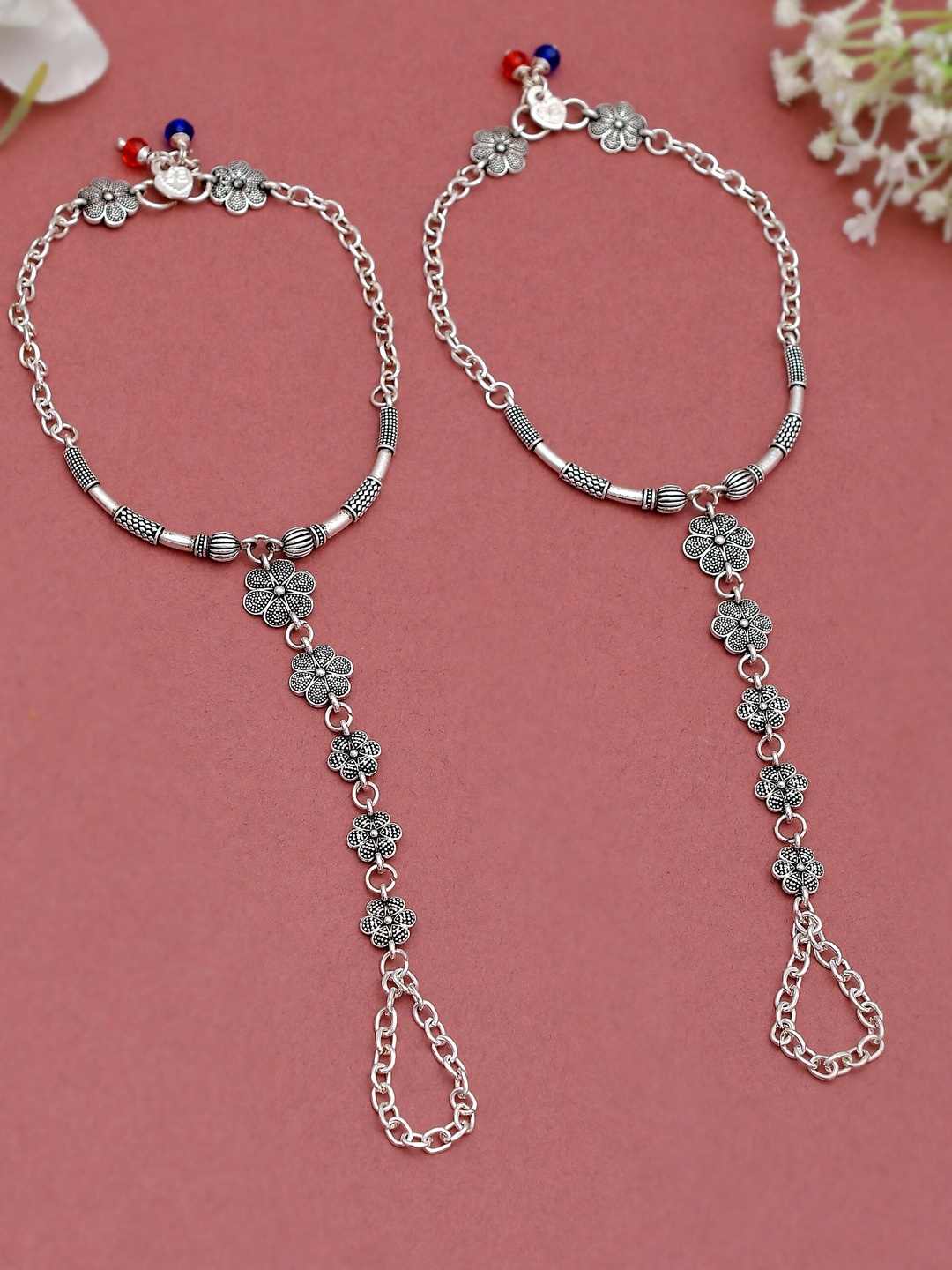 

Silvermerc Designs Silver-Plated Floral Anklet with Toering