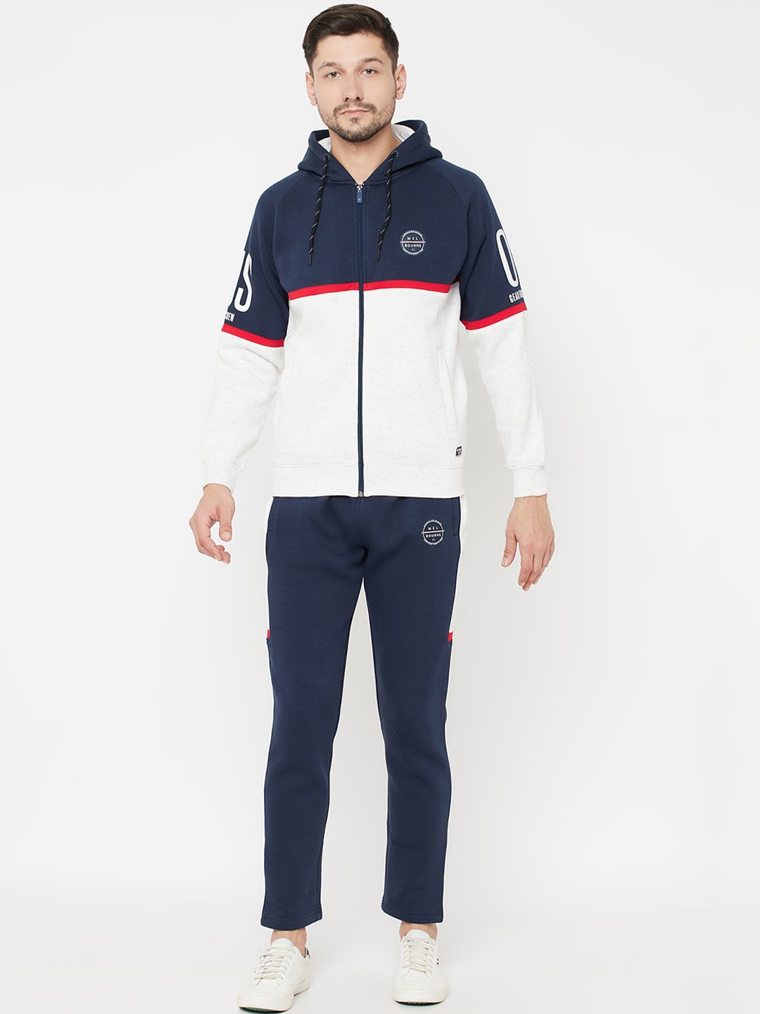 

Octave Men White & Navy Blue Cotton Track Suit