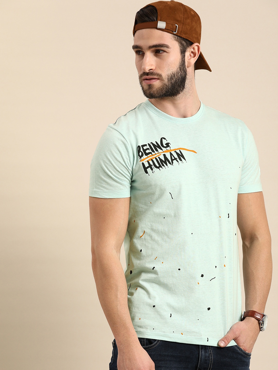 

Being Human Men Blue & Black Printed T-shirt