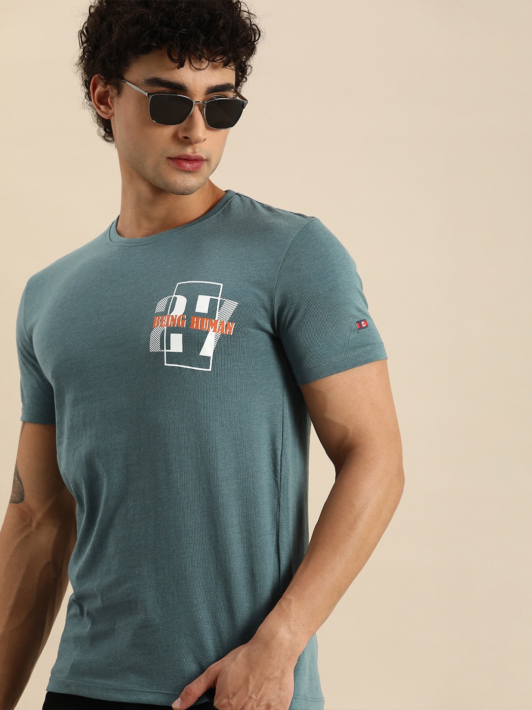 

Being Human Men Green Typography Printed T-shirt