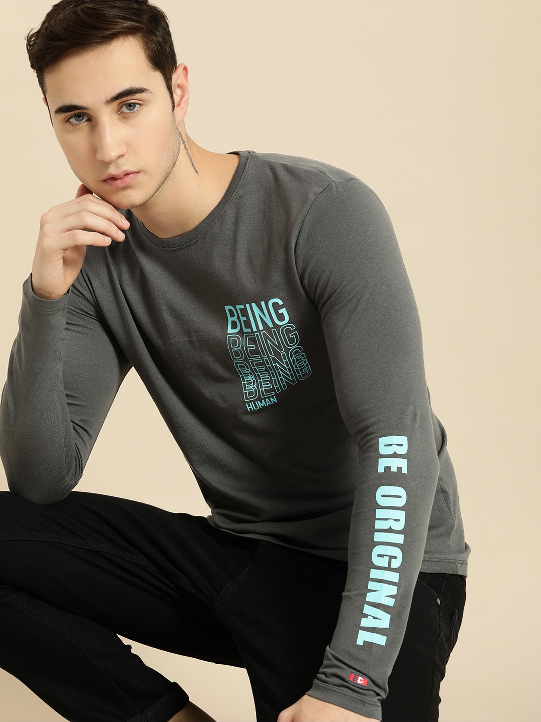 

Being Human Men Charcoal Bohemian T-shirt