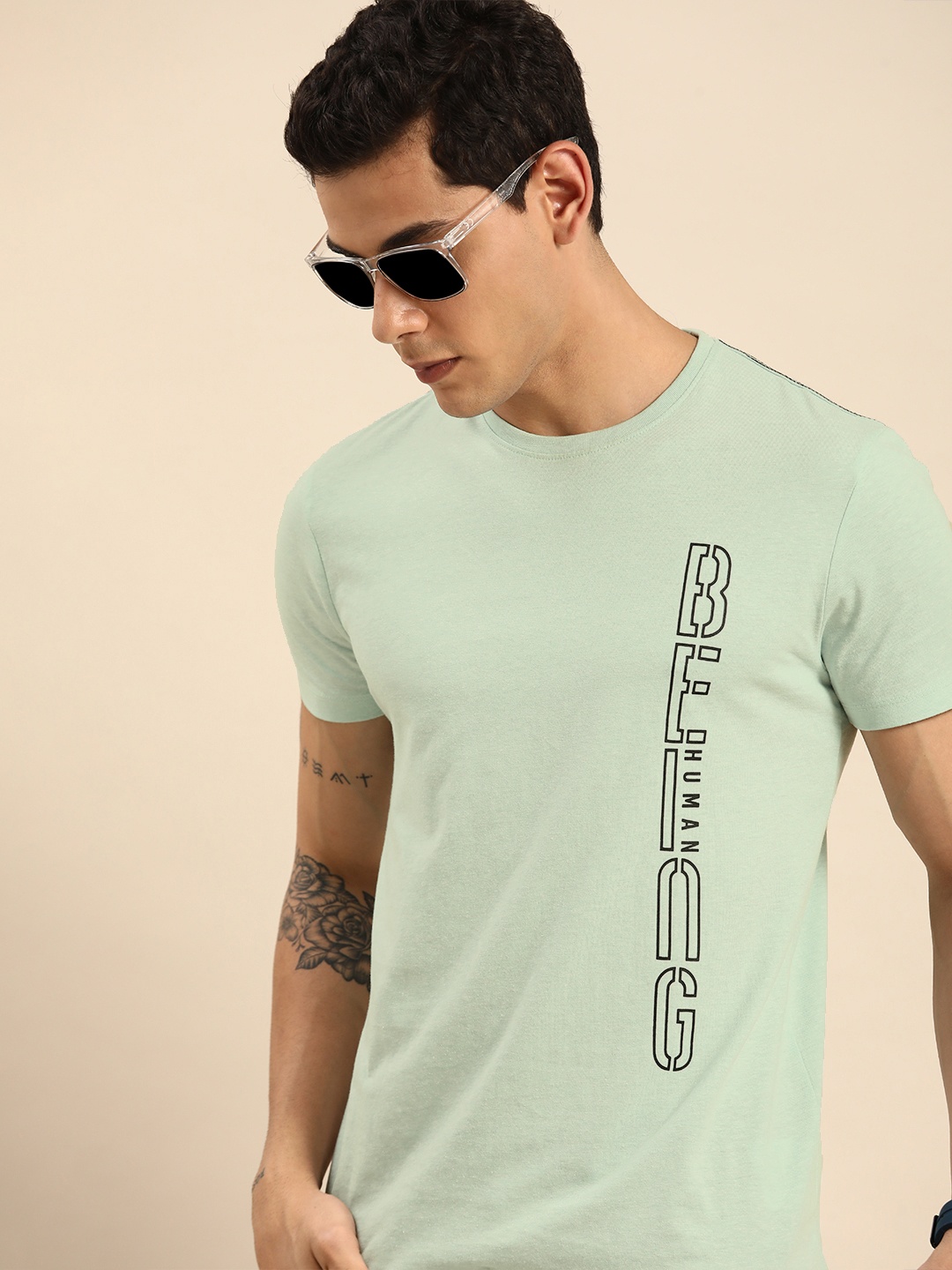 

Being Human Men Mint Green Typography Printed Casual T-shirt
