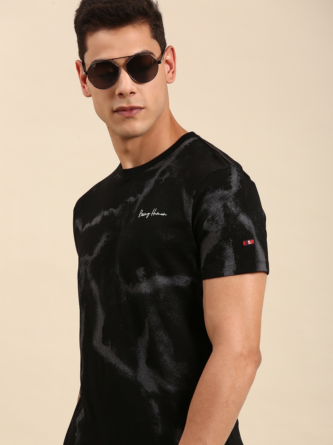 

Being Human Men Black Tie and Dye Printed Casual T-shirt