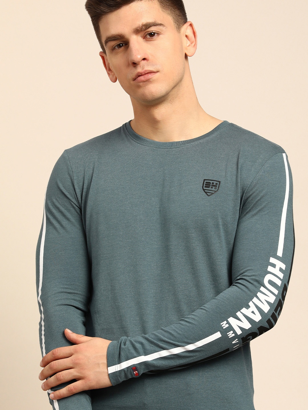 

Being Human Men Grey Side Printed T-shirt