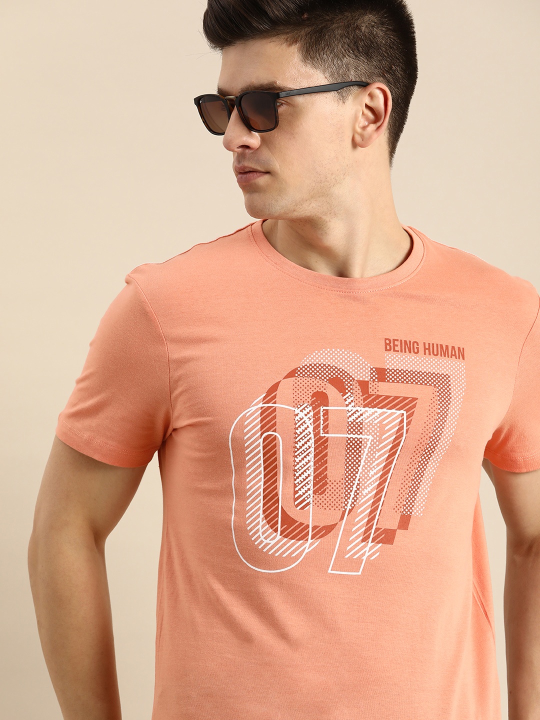 

Being Human Men Coral Typography Printed T-shirt