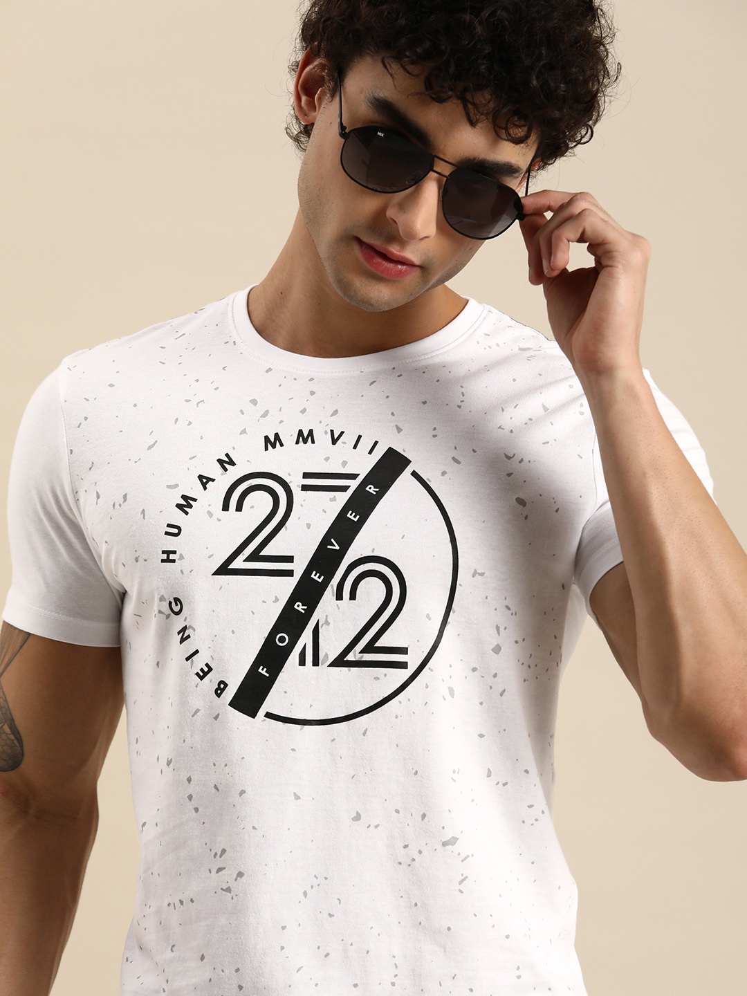 

Being Human Men White Typography Printed T-shirt
