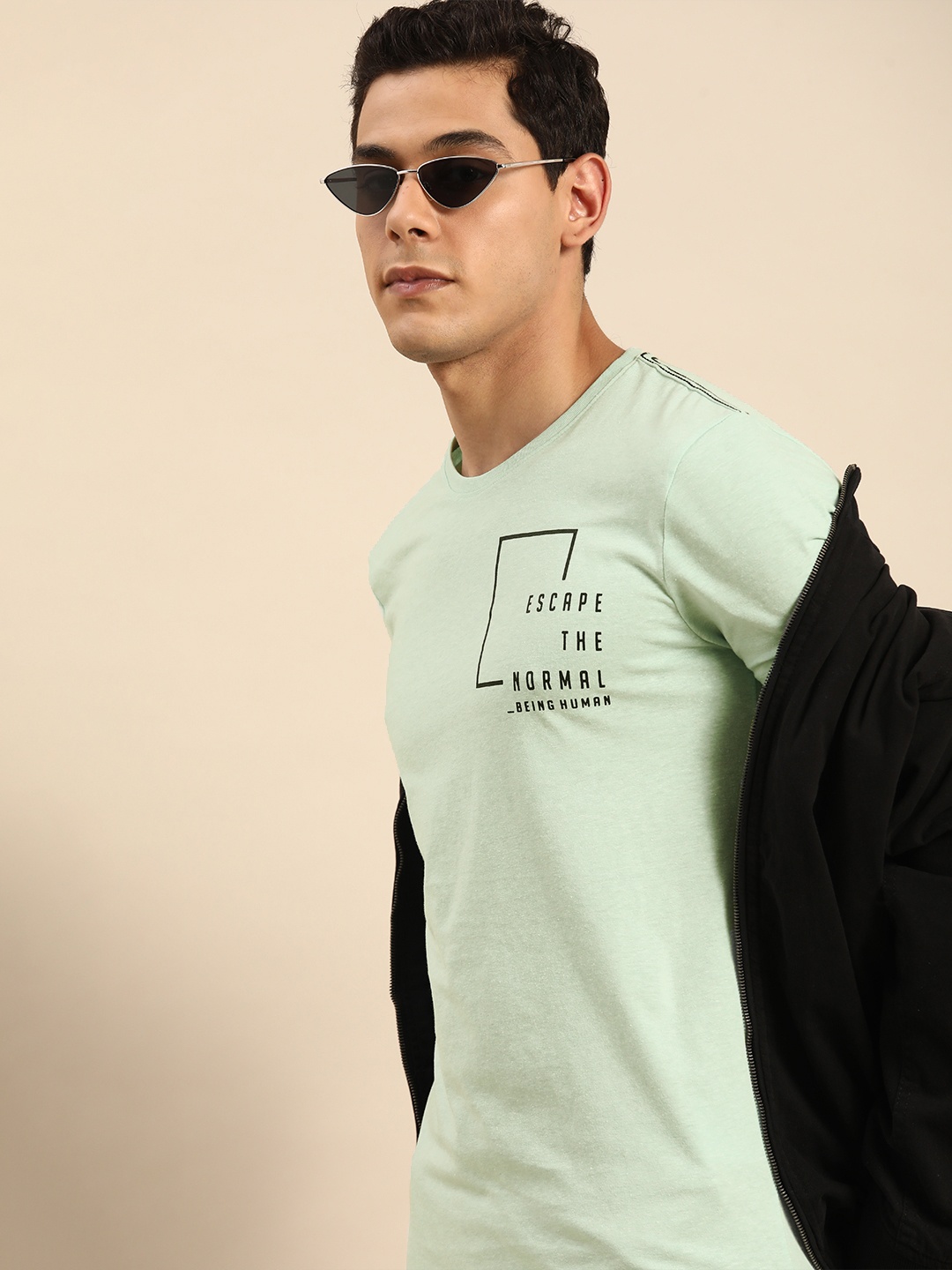 

Being Human Men Mint Green Typography Printed Casual T-shirt