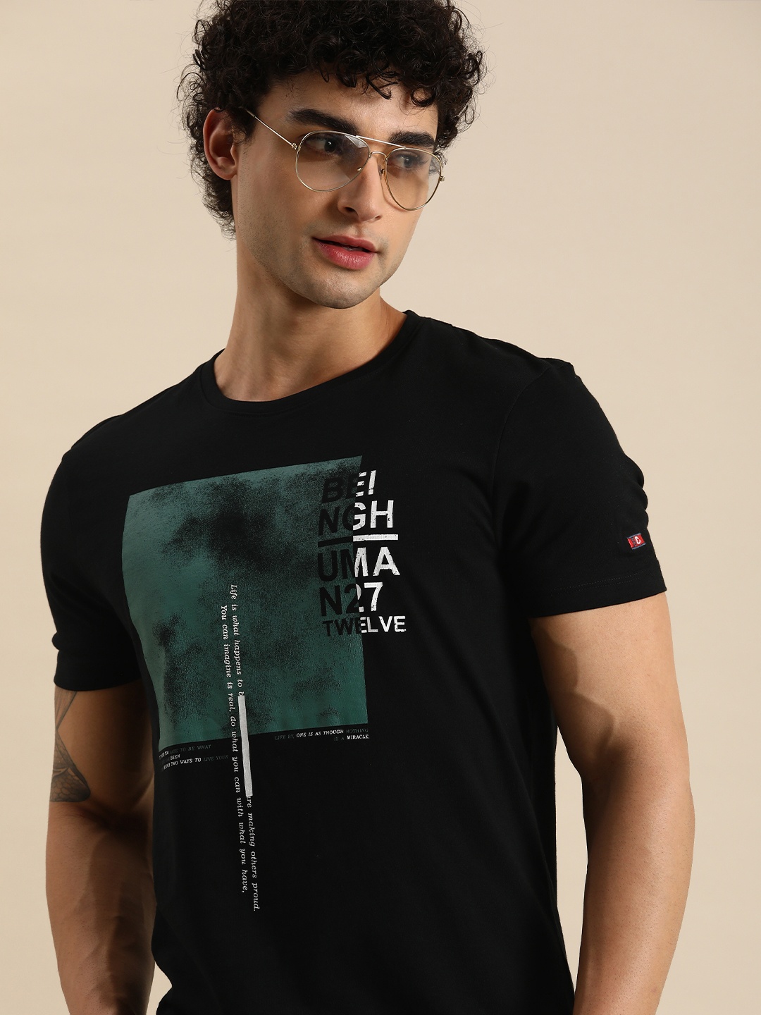

Being Human Men Black Typography Printed T-shirt