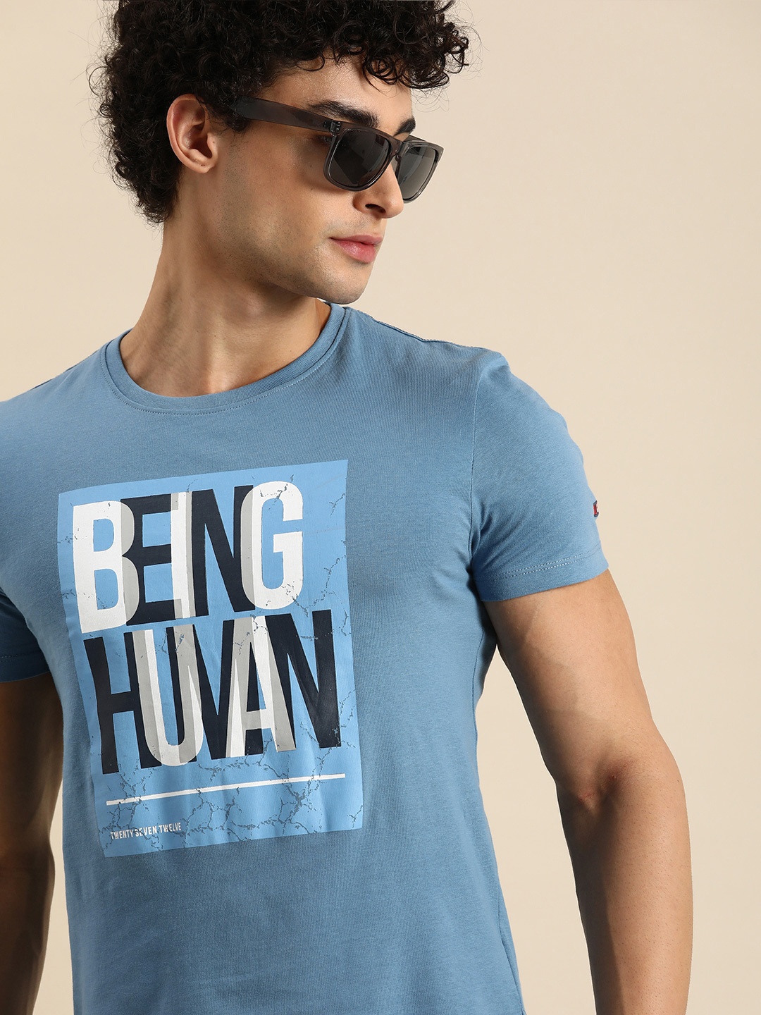 

Being Human Men Blue Brand Logo Printed T-shirt