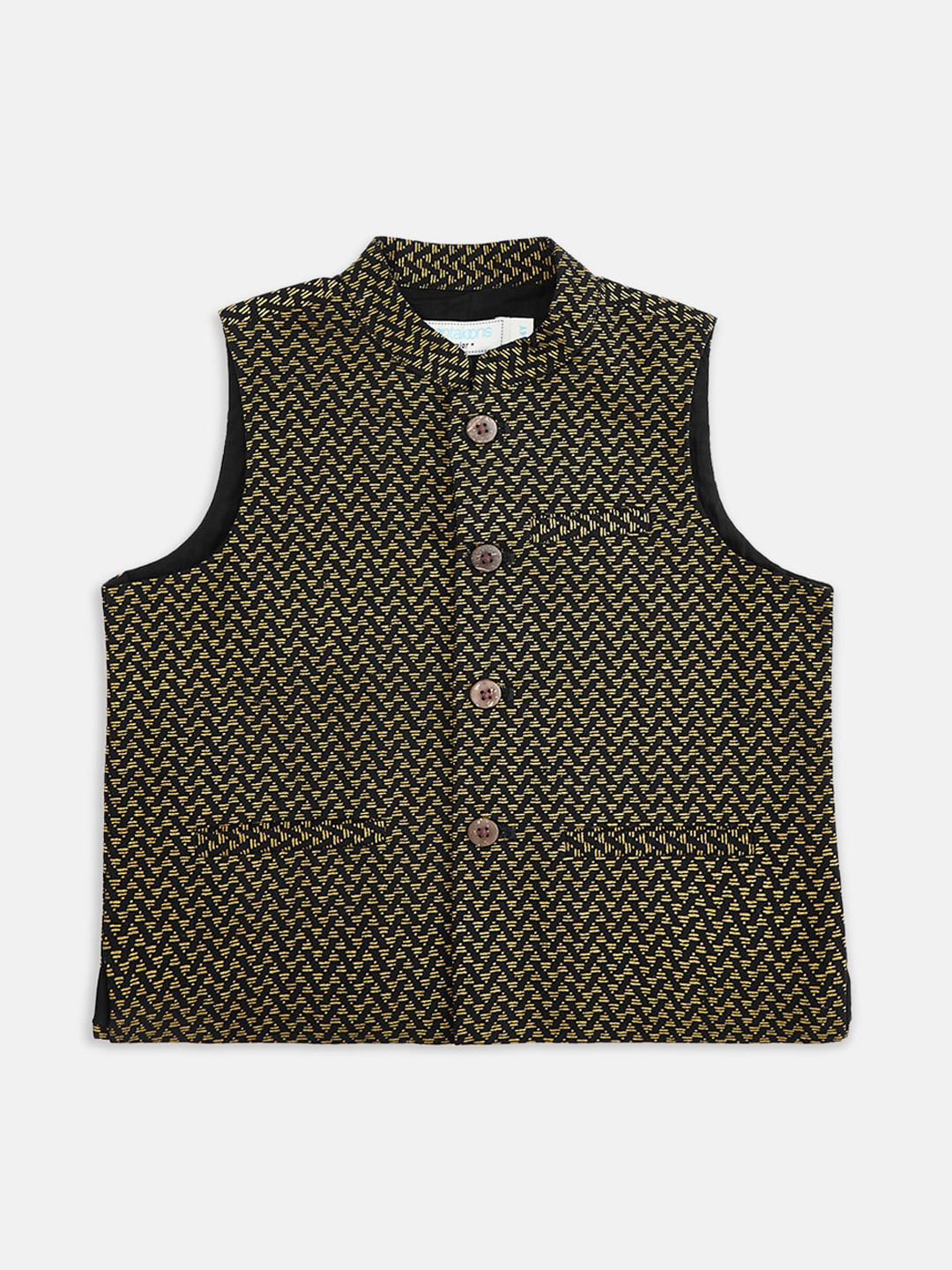 

indus route by Pantaloons Boys Black Printed Nehru Jacket