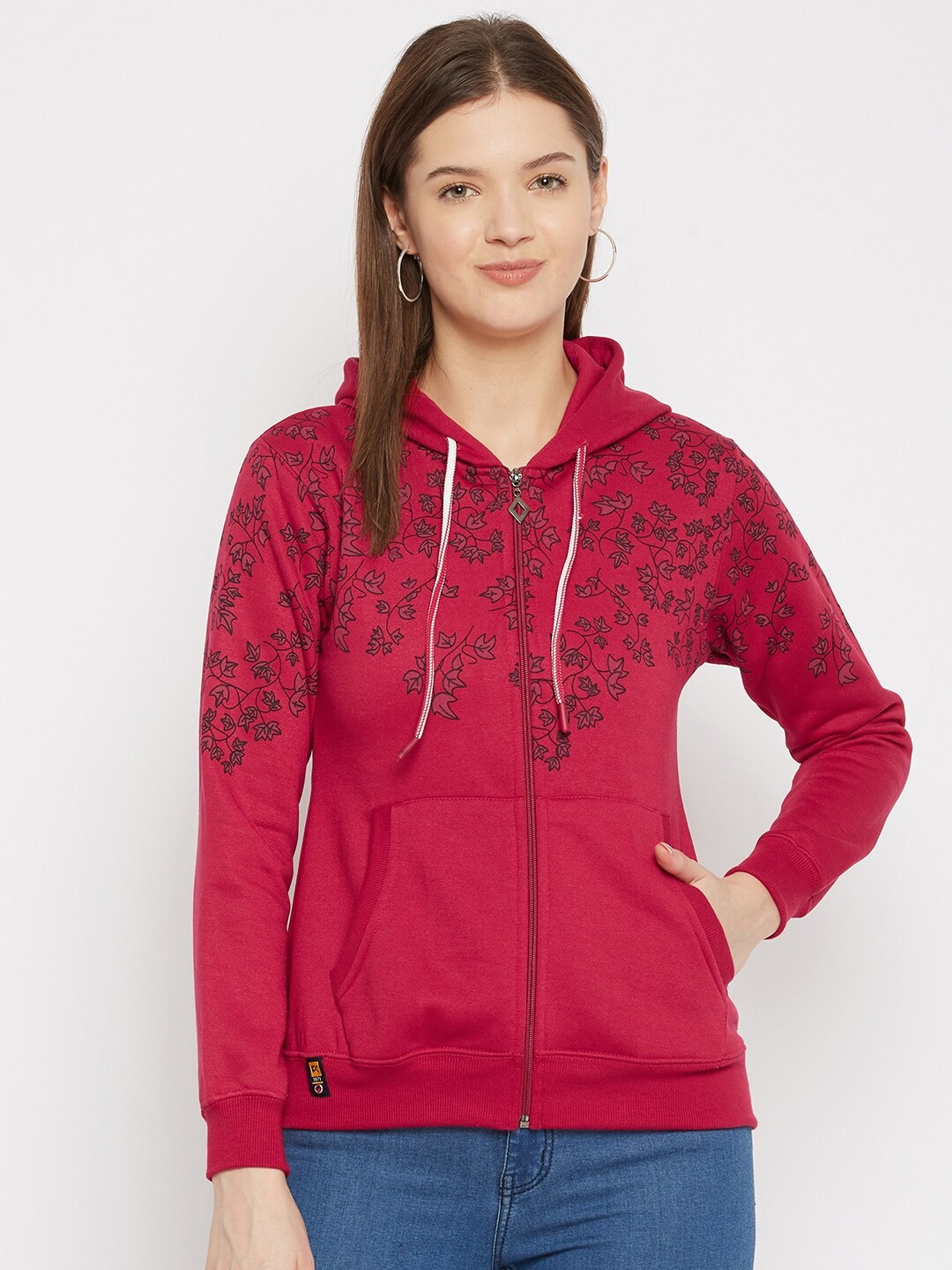

FirstKrush Women Maroon Printed Hooded Sweatshirt
