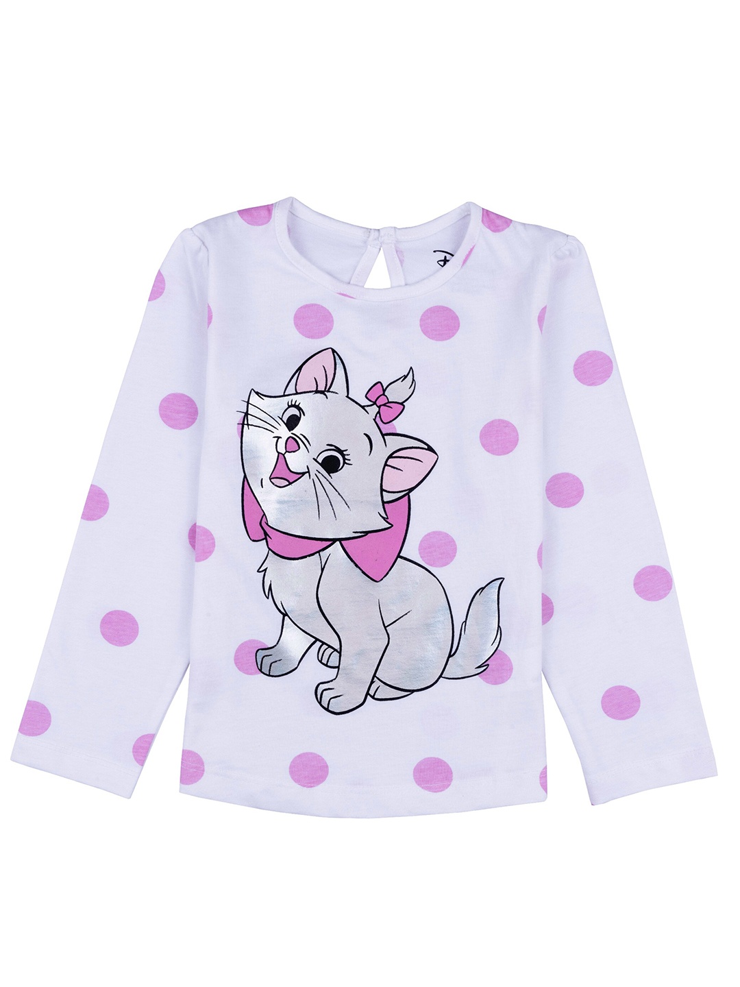 

Disney Girls White Marie Printed Cotton T-shirt