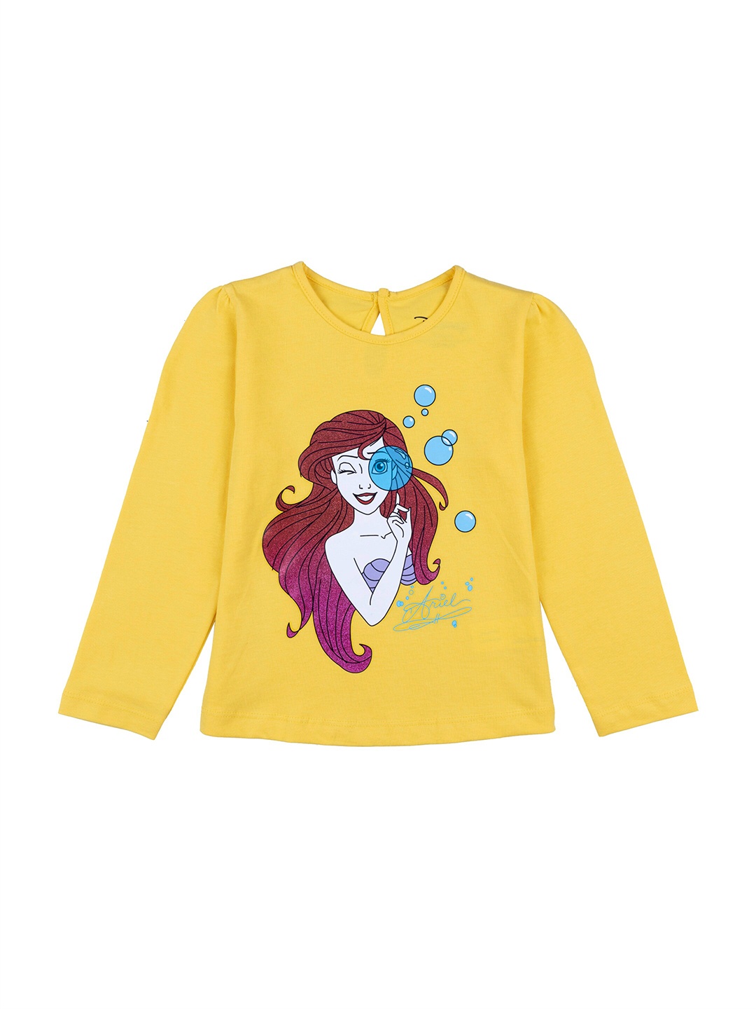 

Disney Girls Cotton Yellow Printed Full SLeeve T-shirt