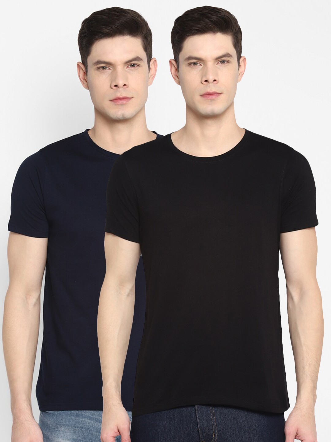 

appulse Men Pack Of 2 Cotton T-shirts, Black